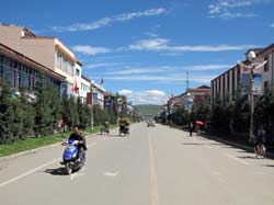 Hongyuan - небольшой тибетский городок с одним очень оживленным перекрестком и одним регулировщиком. И конечно рыночком, где можно запастись фруктами и лепешками.